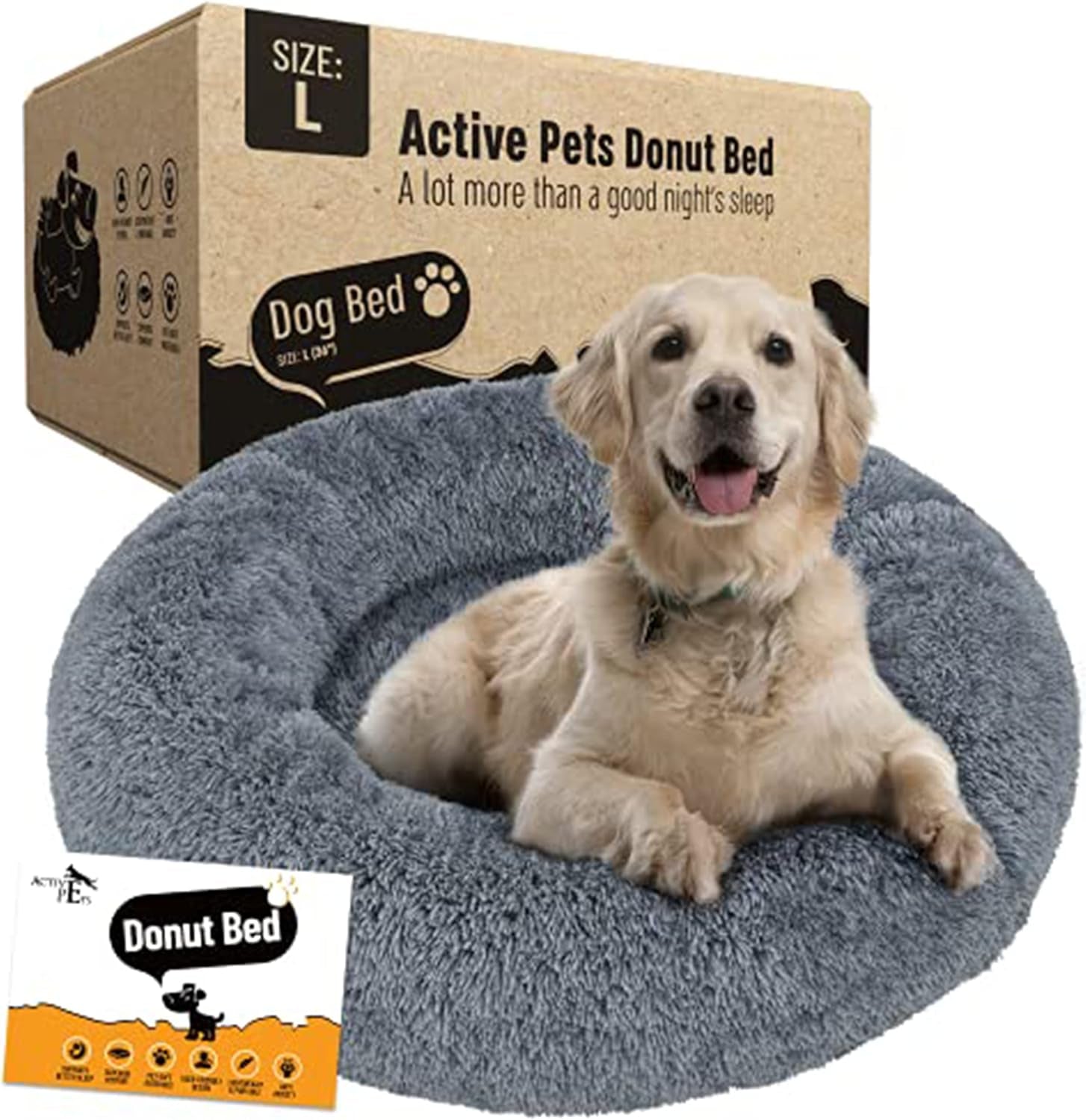 Premium Dog Beds for Large Dogs and Medium Dogs - Portable Dog Beds & Furniture - Fits up to 45 Lbs, (Medium, Dark Grey)
