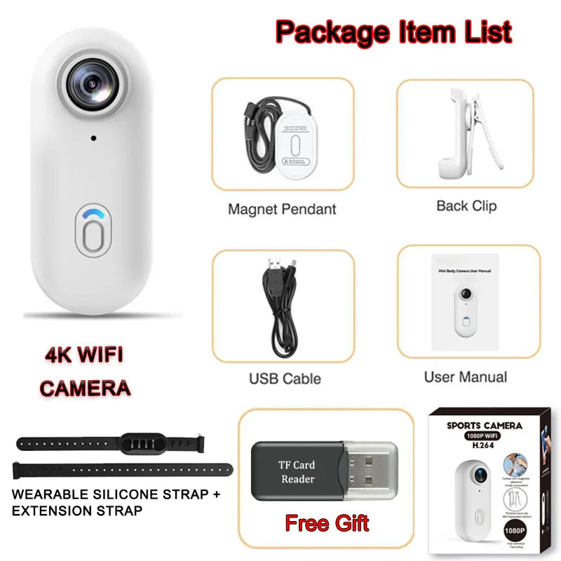 4K Mini Magnetic POV Pet Camera – Collar & Clip-On Bodycam for Cats & Dogs