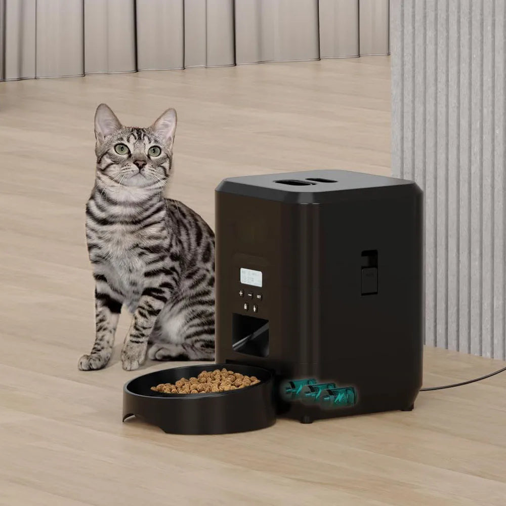 Smart Automatic Pet Feeder – Timed Portion Control Food Dispenser for Cats & Dogs with Slow-Feed Bowl