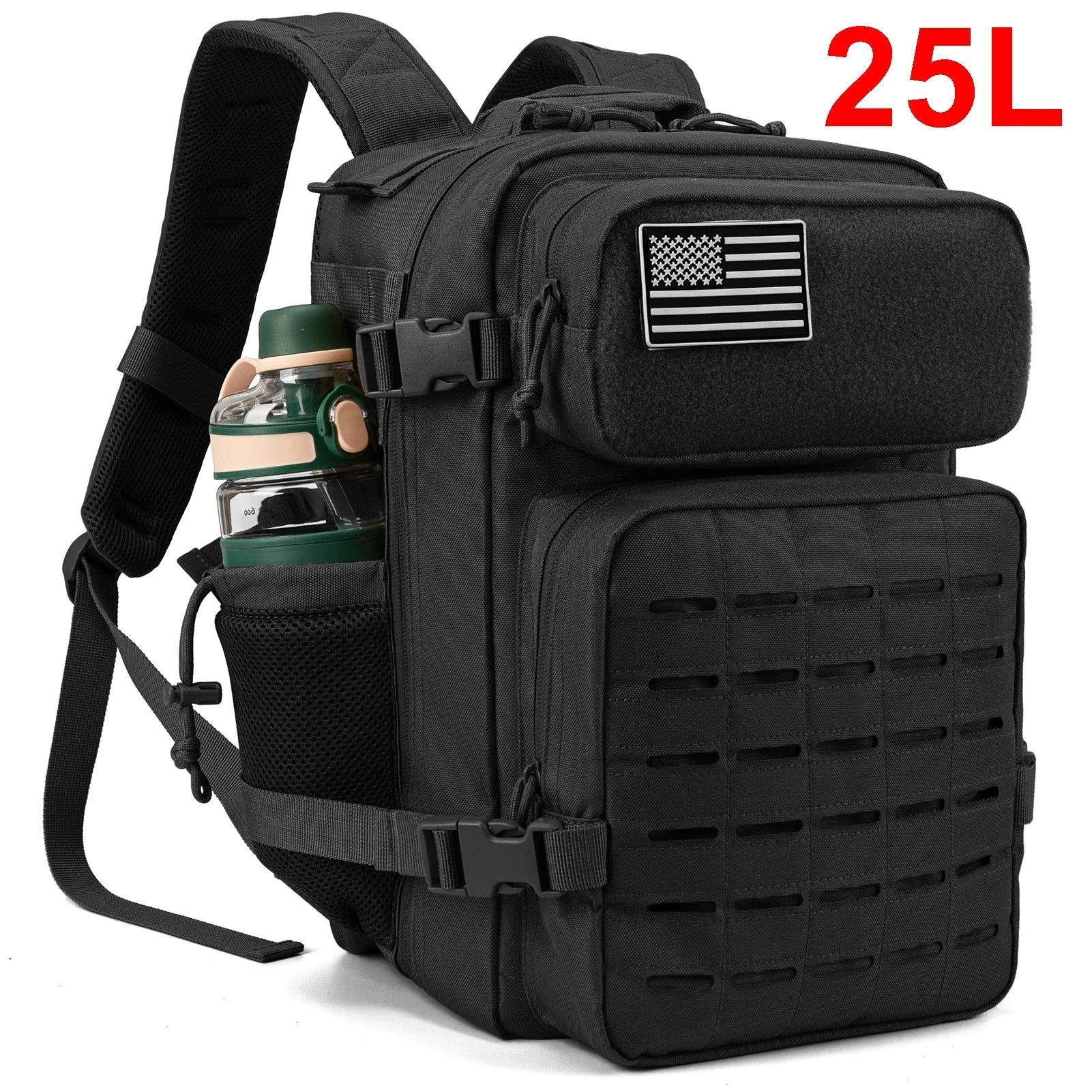 25L/45L Tactical Backpack – Outdoor Survival Bug Out Rucksack with Bottle Holder