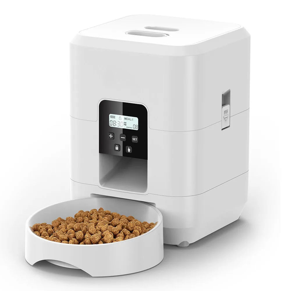 Smart Automatic Pet Feeder – Timed Portion Control Food Dispenser for Cats & Dogs with Slow-Feed Bowl