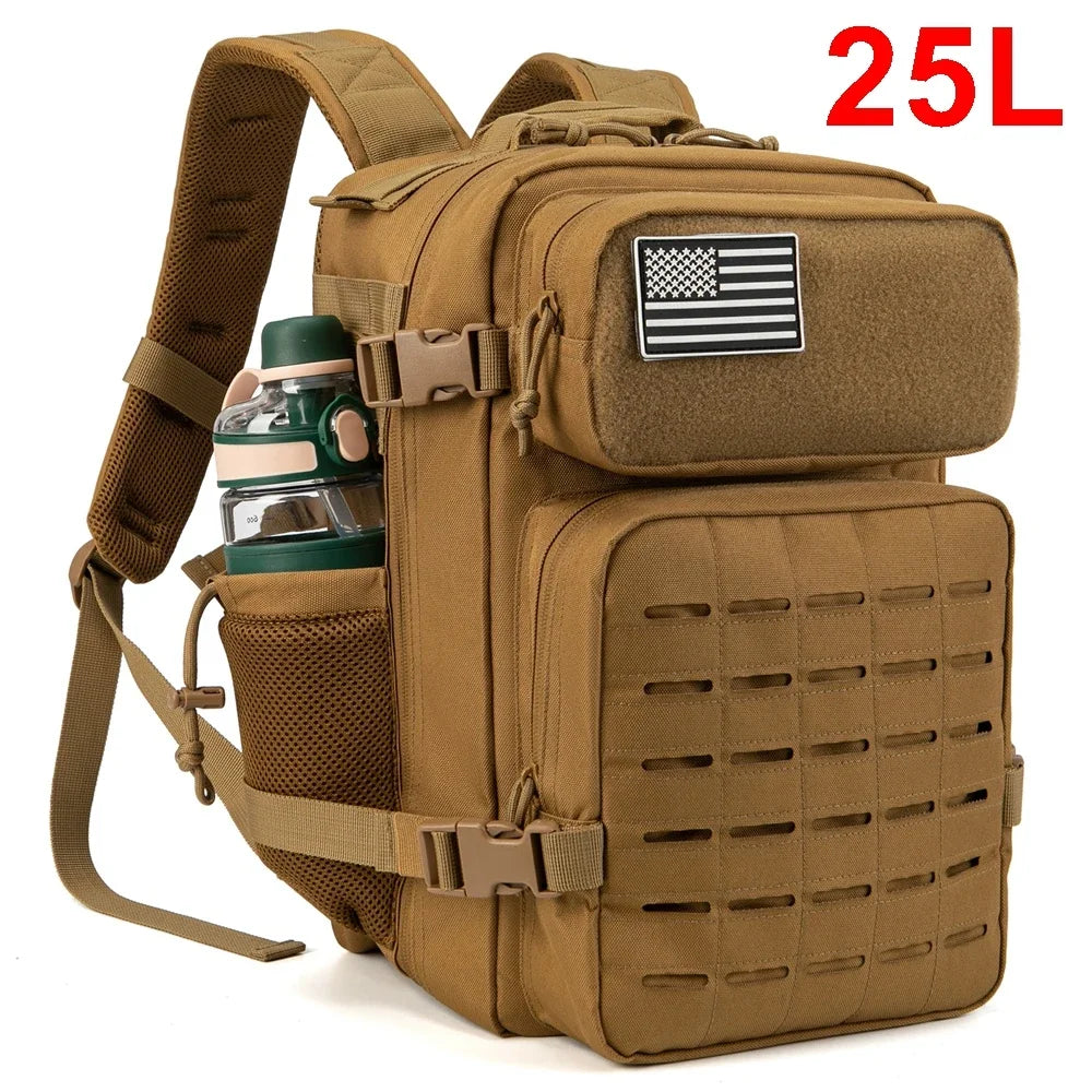 25L/45L Tactical Backpack – Outdoor Survival Bug Out Rucksack with Bottle Holder