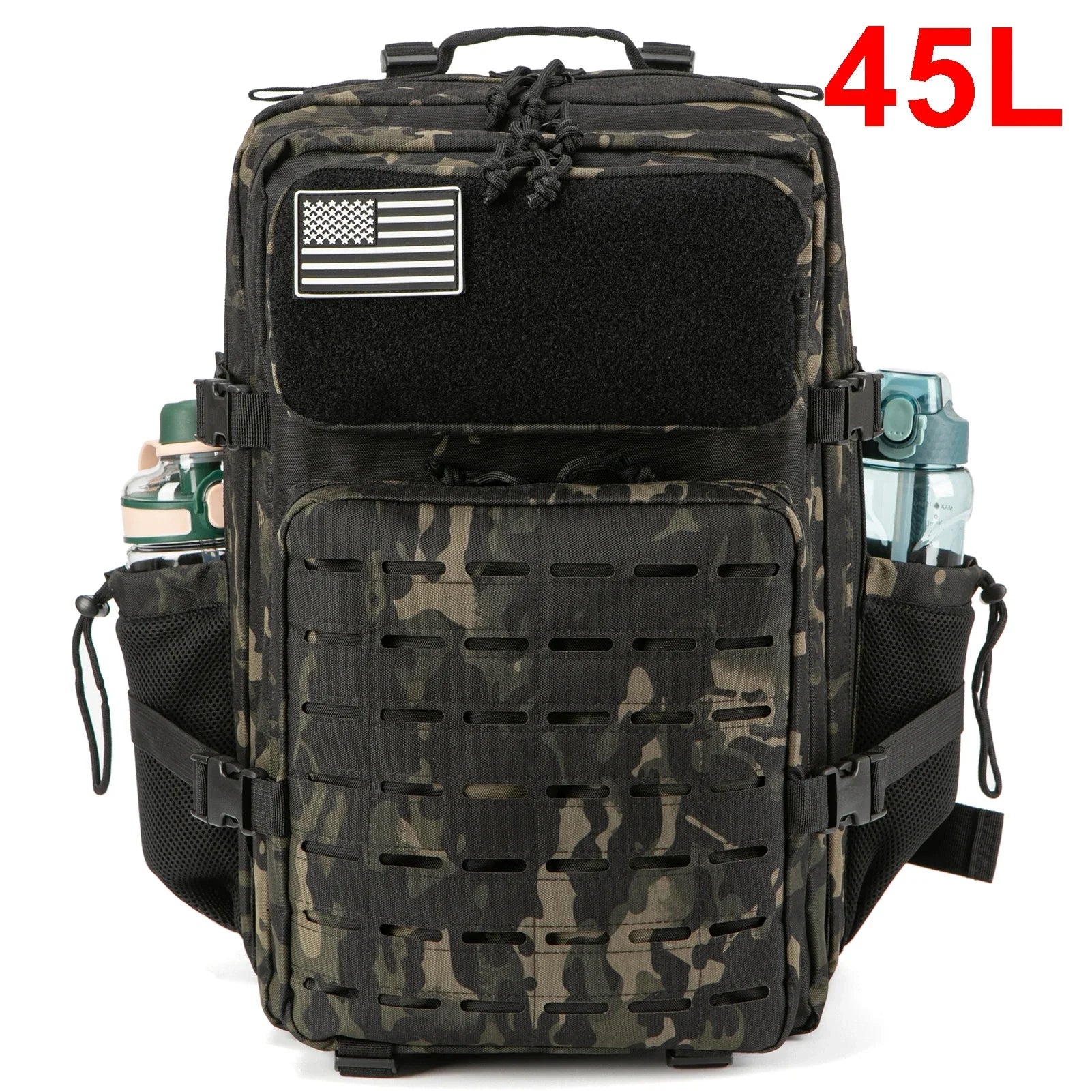 25L/45L Tactical Backpack – Outdoor Survival Bug Out Rucksack with Bottle Holder