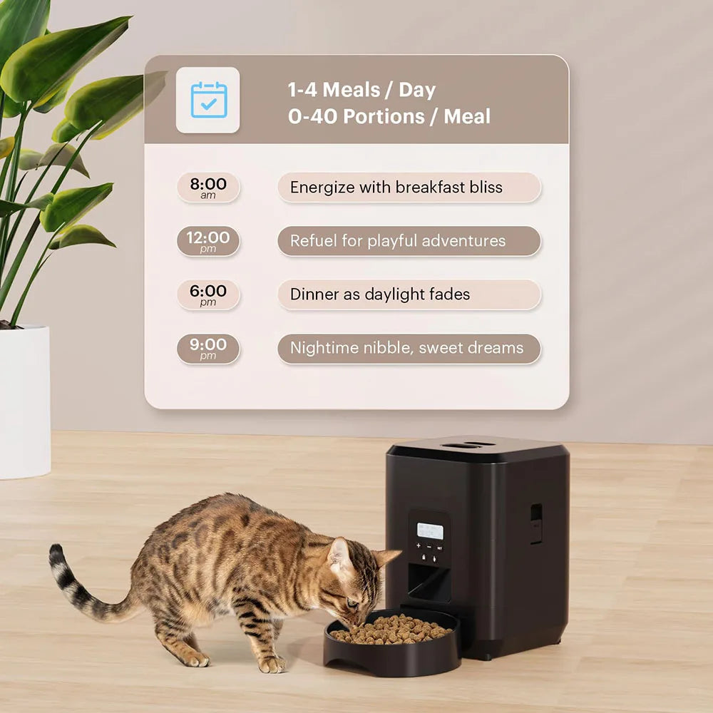 Smart Automatic Pet Feeder – Timed Portion Control Food Dispenser for Cats & Dogs with Slow-Feed Bowl