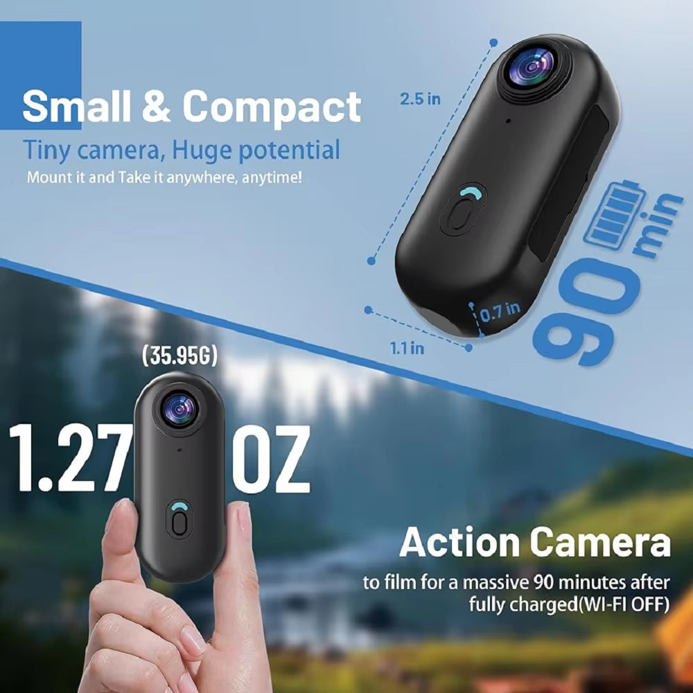 4K Mini Magnetic POV Pet Camera – Collar & Clip-On Bodycam for Cats & Dogs